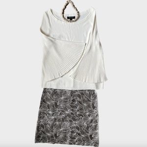 Ann Taylor white top with pleated bell sleeves, size M